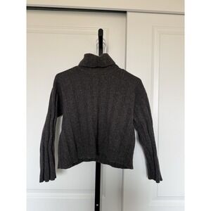rivamonti sweater wool silk blend Gray Turtleneck Cable Knit Cropped SZ M